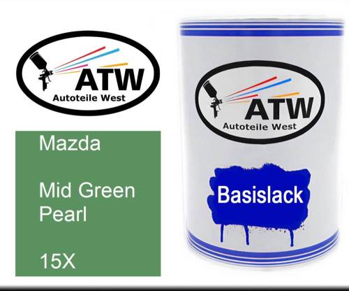 Mazda, Mid Green Pearl, 15X: 500ml Lackdose, von ATW Autoteile West.